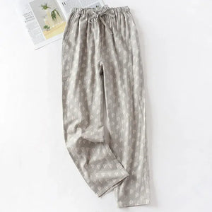 Pantalon Pyjama Femme Double Gaze Coton Imprimé Taille Élastique - pyjama femme GoHappy