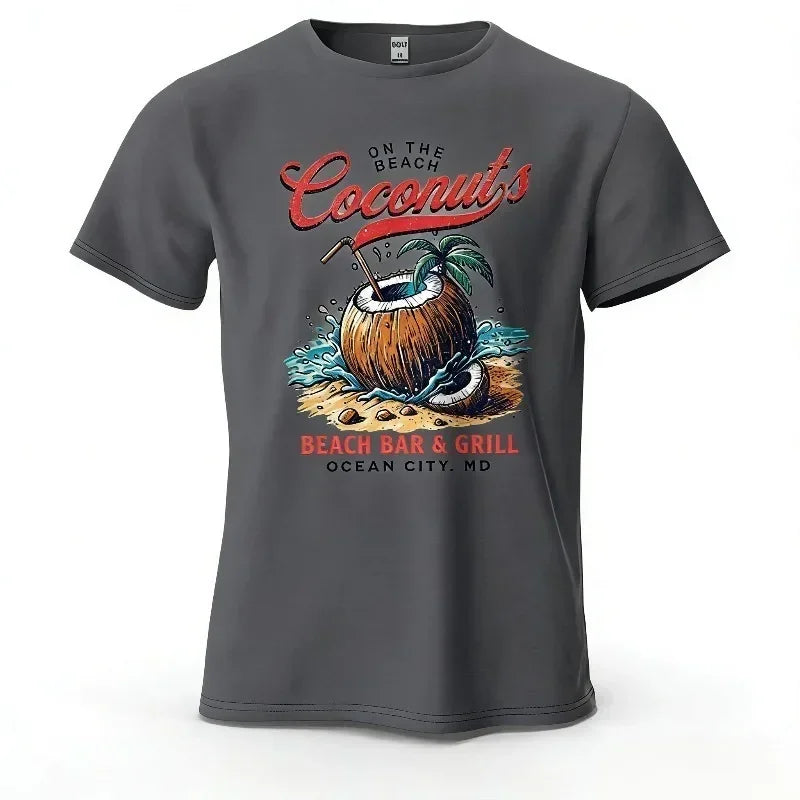 T-shirt Homme Coconuts Vintage Plage Graphique Coton Respirant - t-shirt homme GoHappy