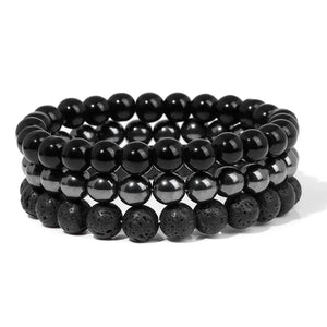 Bracelet multicouche en pierres naturelles pour hommes – Onyx, lave & hématite - Bijou Bracelet GoHappy