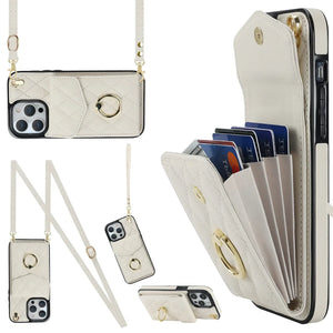 Coque Portefeuille Matelassée Bandoulière iPhone Apple 11 au 16 & plus - coque pour smartphone GoHappy