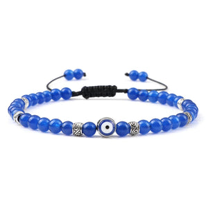 Bracelet Nazar Bleu Azur doré, perles fines et motif œil bleu | GoHappy France