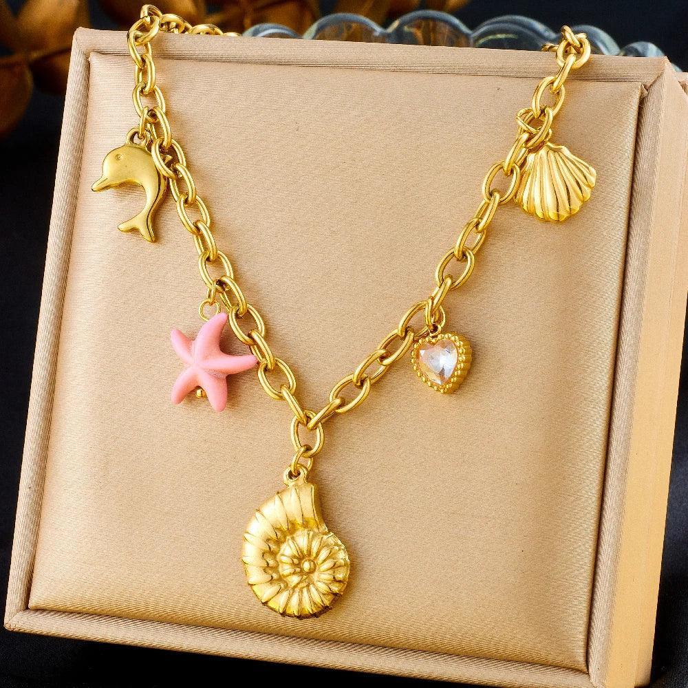 Colliers Costa Luz soleil coquillage perles dorées - colliers GoHappy