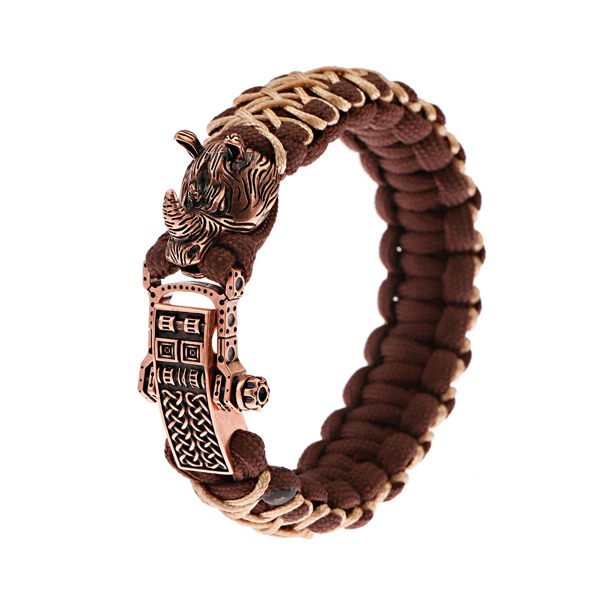 Bracelet Homme Viking Nordique Tressé Main Crâne Punk Antique - GoHappy France
