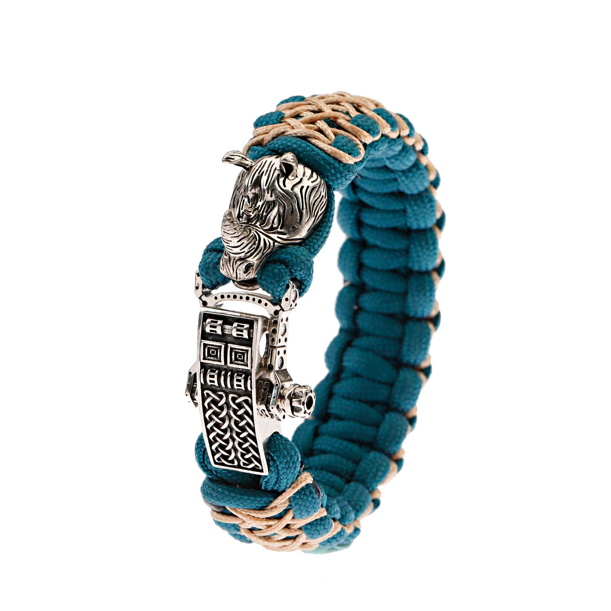 Bracelet Homme Viking Nordique Tressé Main Crâne Punk Antique - GoHappy France