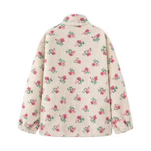 Veste Polaire Fleurie Femme Col Montant Zippée Épaisse Automne Hiver - Veste Polaire GoHappy