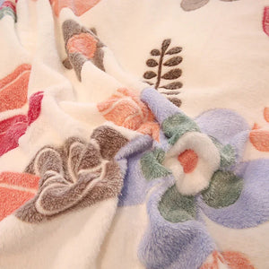 Housse Couette Flanelle Florale Hiver Douce Chaude 150-220cm - linge de lit GoHappy