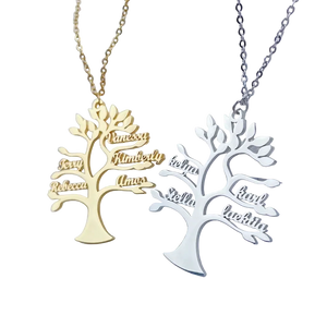 Collier Arbre de Vie Personnalisé Prénoms Gravés Famille Acier - collier personnalisé GoHappy