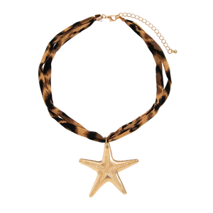 Collier Velours Léopard Pendentif Doré Femme Ethnique Boho Chic - collier femme GoHappy