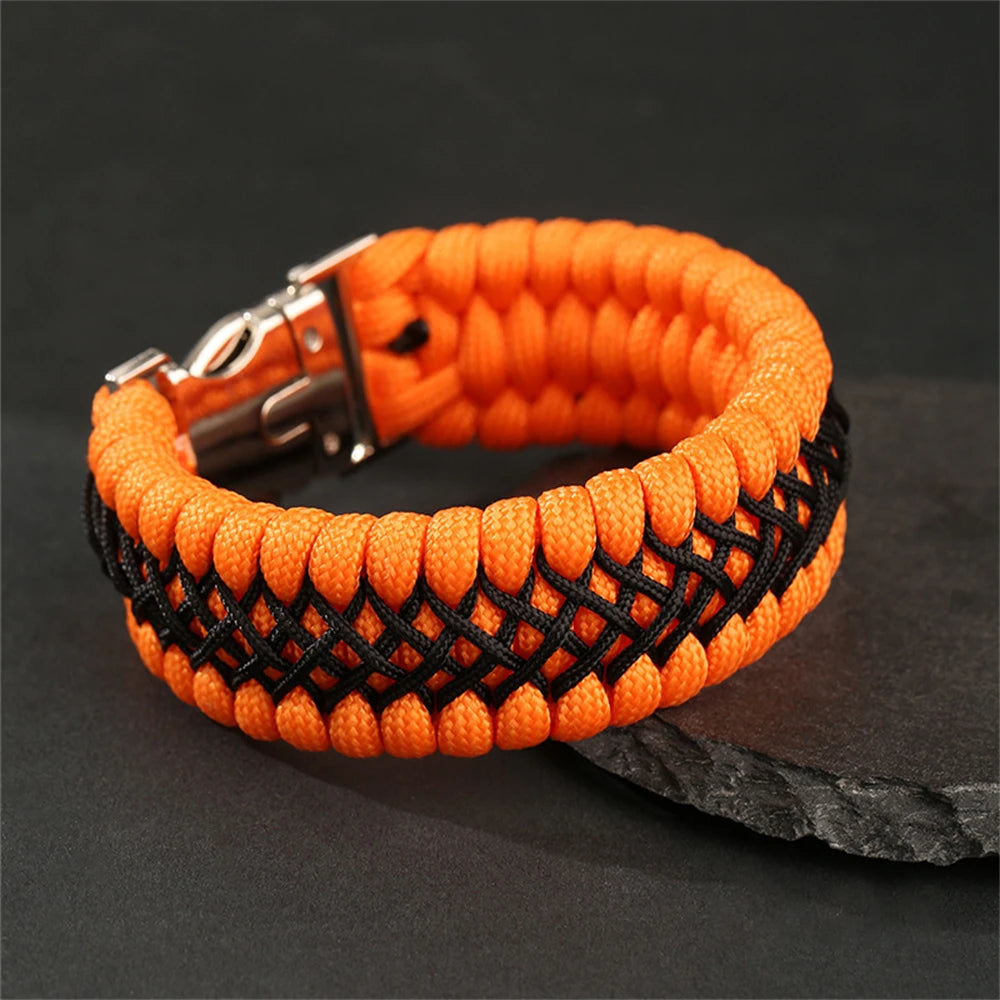 Bracelet Homme Paracorde Tressé Main Survie Nature Magnétique