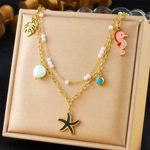 Colliers Costa Luz soleil coquillage perles dorées - colliers GoHappy