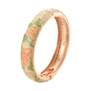 Jaipur Email bracelet jonc floral plaqué or rose - bracelet femme GoHappy