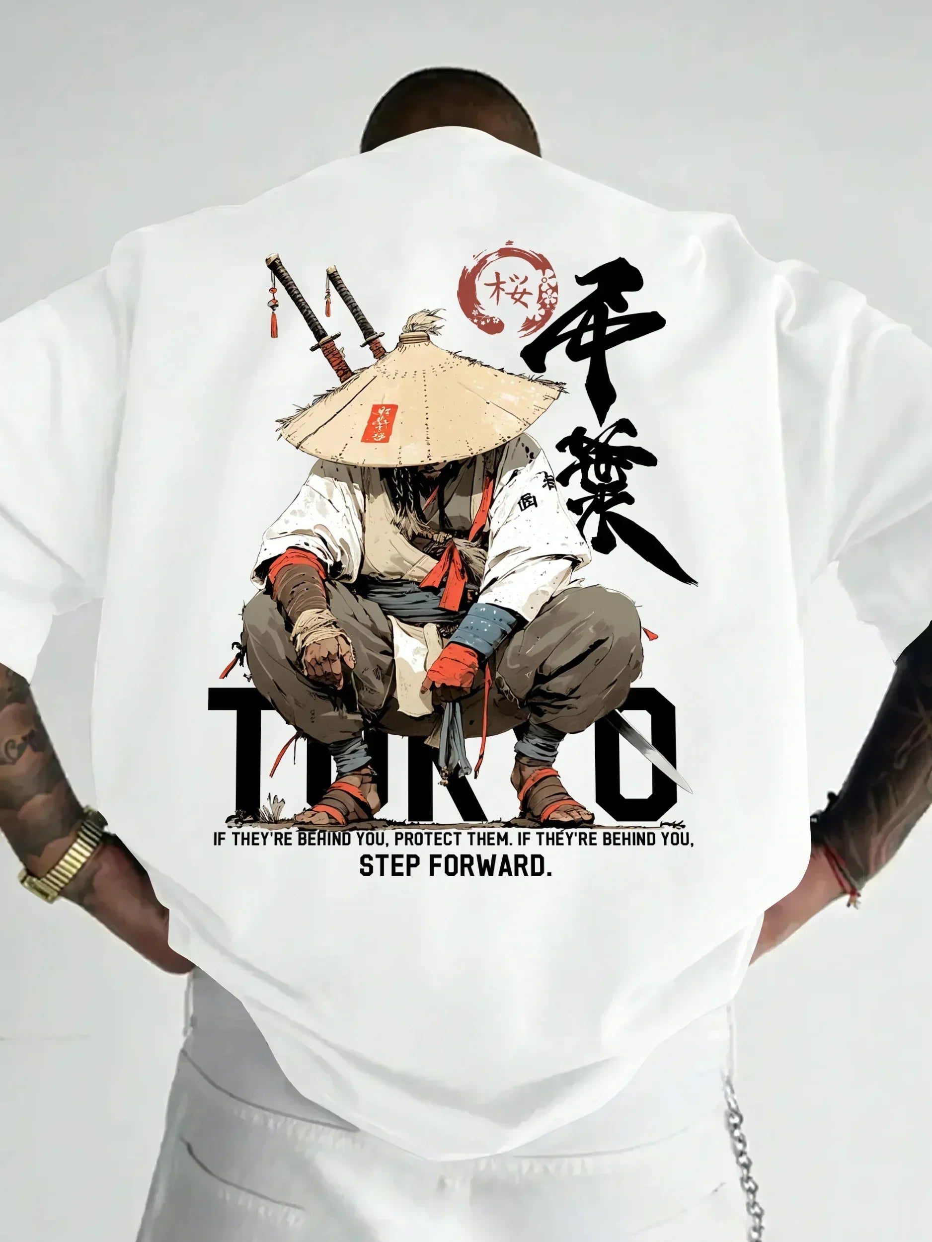 T-shirt homme design samouraï Tokyo style japonais motif calligraphie GoHappy.fr