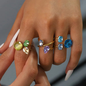 Muse bague femme cocktail zircon doré - bague cocktail GoHappy