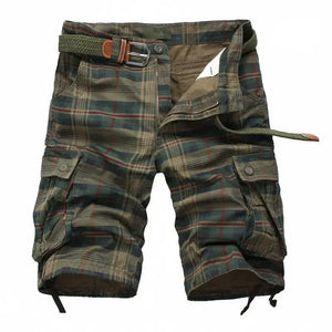 Short cargo homme été coton multipoches plage carreaux - Shorts cargo GoHappy
