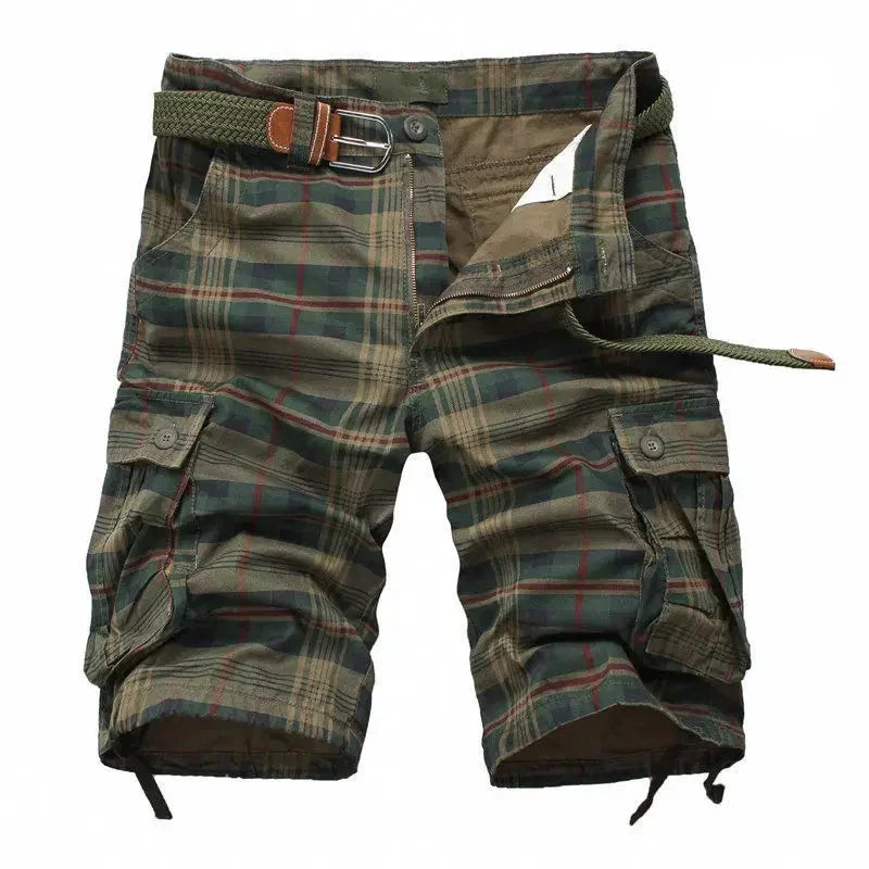 Short cargo homme été coton multipoches plage carreaux - Shorts cargo GoHappy