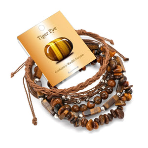 Bracelets Pierres Naturelles Empilables Set 3-5 Bohème 19cm - bracelets en pierres femme GoHappy