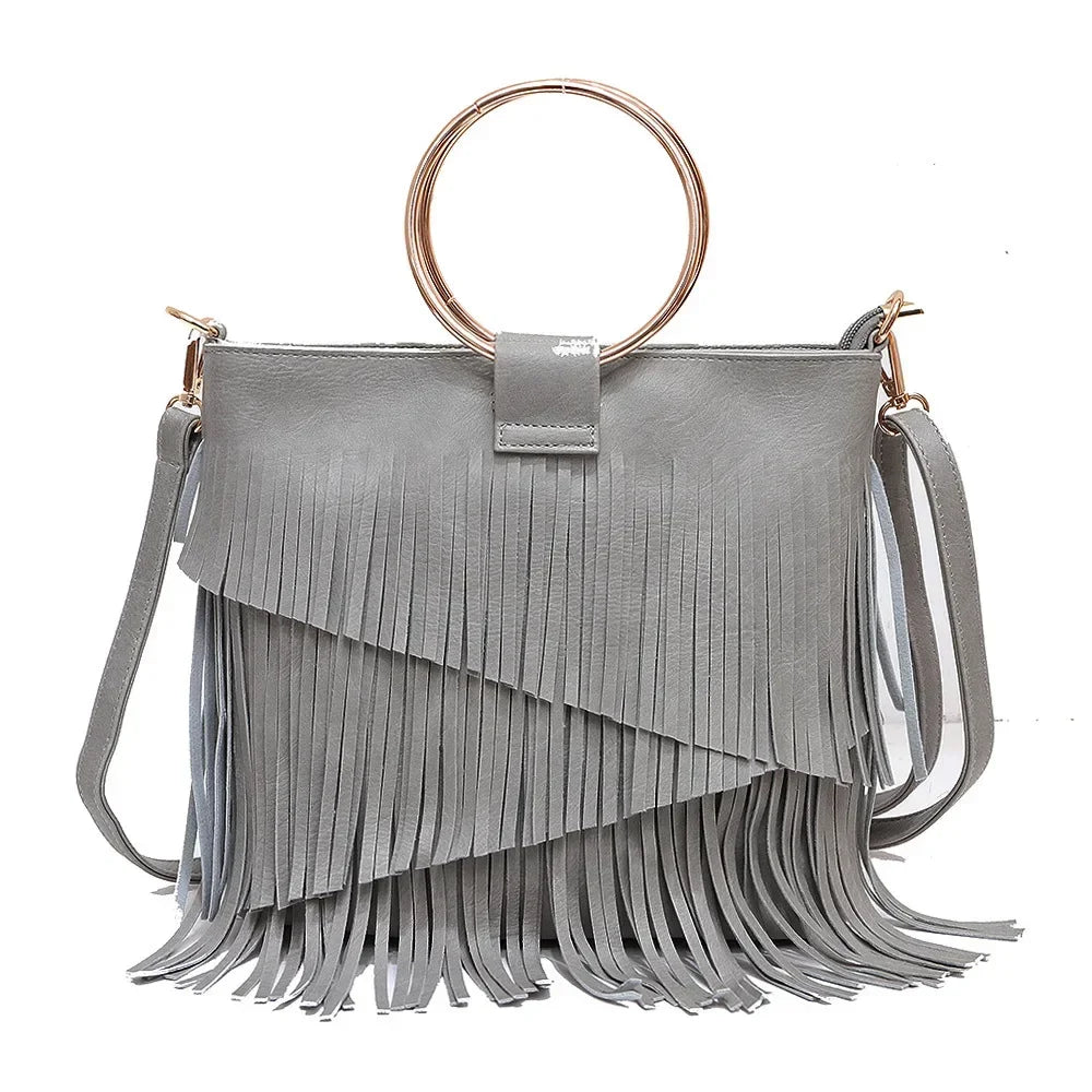 Sac à Franges Bohème : Anse Cercle Dorée Tendance | GoHappy - Sac à main GoHappy