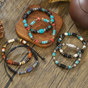 bracelets homme perles pierres naturelles turquoise tendance cadeau bijou ethnique GoHappy.fr