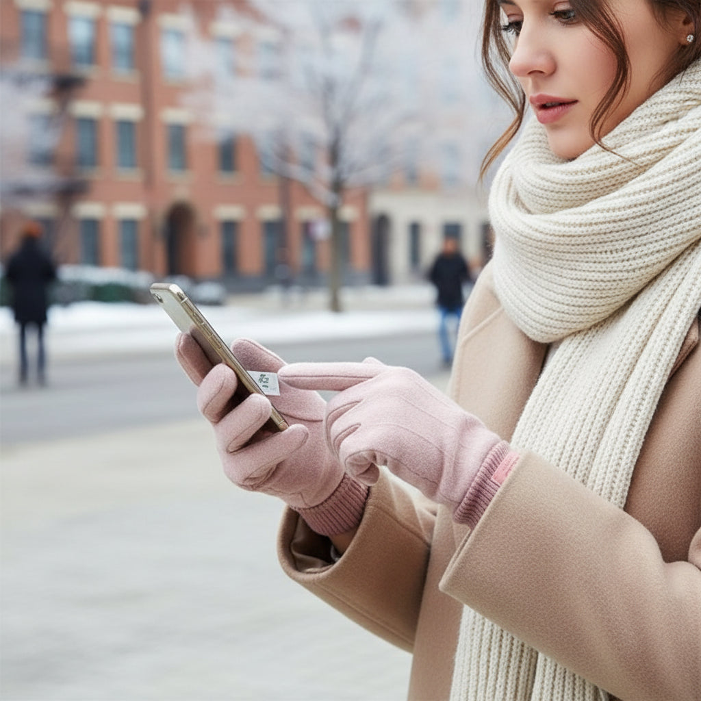 Gants hiver cachemire tactiles femme et homme. Écran smartphone, doublure chaude, doux et confortables. 10 coloris. Automne-hiver connecté.