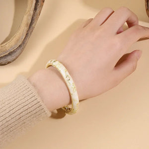 Capri Email bracelet jonc fleuri cloisonné doré - bracelet femme GoHappy