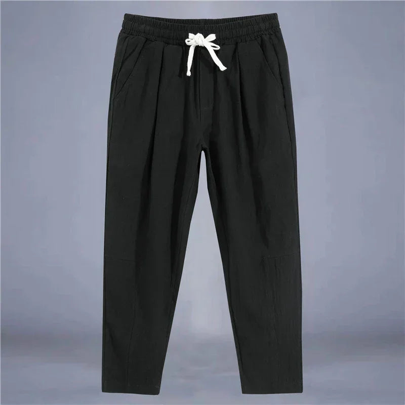 pantalon fluide noir homme taille élastique cordon léger confortable GoHappy France