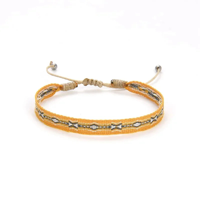 Bracelet Tissé Main Colombie Motifs Ethniques Bohème Amitié - bracelets tissés GoHappy