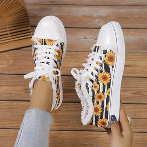 Chaussures basses femme style vintage tournesols - chaussures tissu femmes GoHappy
