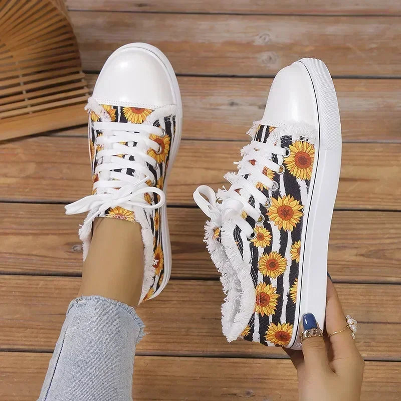 Chaussures basses femme style vintage tournesols - chaussures tissu femmes GoHappy