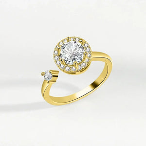 Bagues Spinner Rotatives Fleur Abeille en Cristal Argent Ajustables - bague femme GoHappy