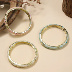 Capri Email bracelet jonc fleuri cloisonné doré - bracelet femme GoHappy