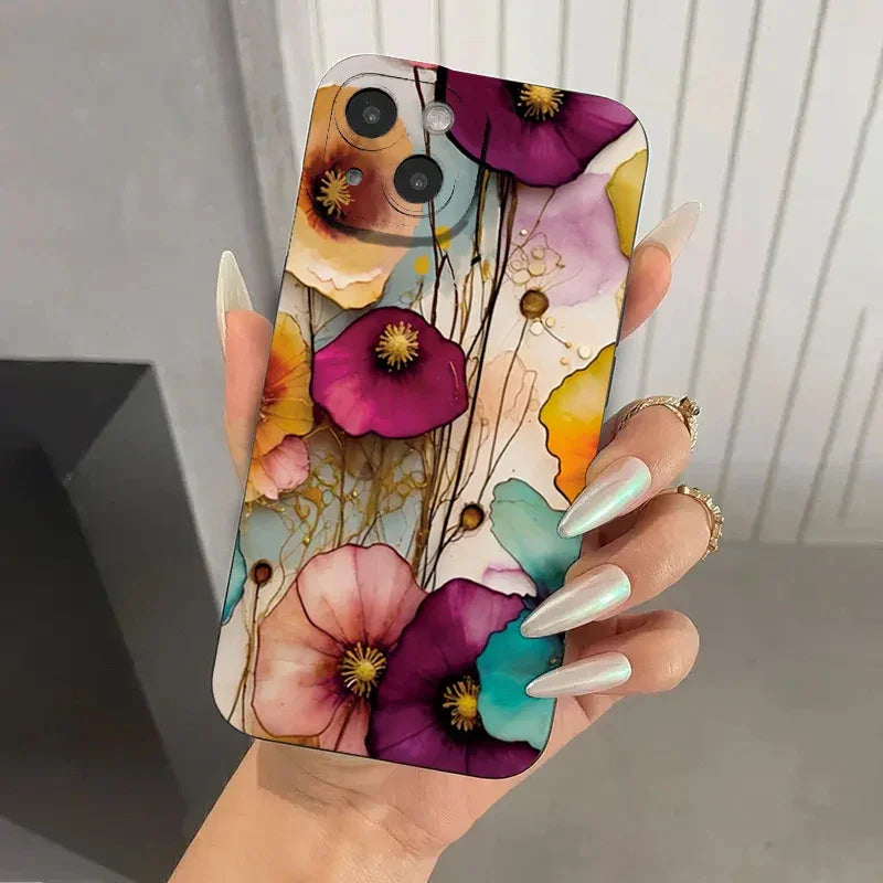 Coque iPhone Fleur Bohème – Étui souple à motif floral vintage