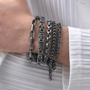 Bracelet Homme Maillons Épais Acier Street Style Gris Argenté Rock - bracelets métal homme GoHappy