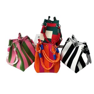 Sac Main Seau Tricoté Multicolore Rétro Coton Bohème Artisanal - sacs à main GoHappy