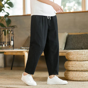 pantalon large homme coton noir élastique taille confortable tendance GoHappy France