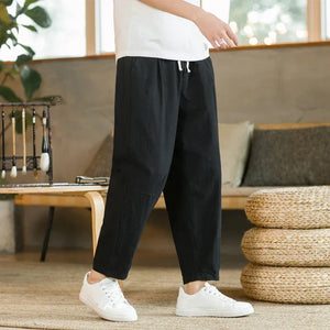 pantalon large homme coton noir élastique taille confortable tendance GoHappy France