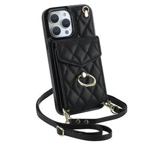 Coque Portefeuille Matelassée Bandoulière iPhone Apple 11 au 16 & plus - coque pour smartphone GoHappy