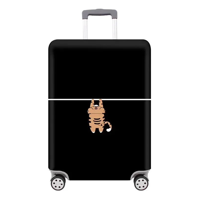 housse valise noire motif chat protection bagage accessoire voyage original GoHappy.fr