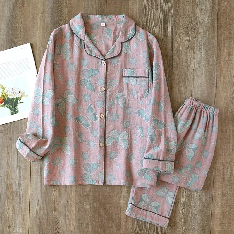 Pyjama femme coton 100% manches longues confortable maison printemps - pyjama GoHappy