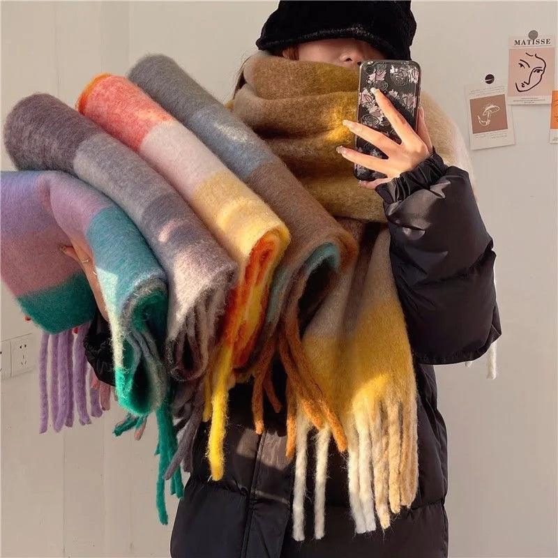 Echarpe Douce Rainbow Hiver - Cachemire et Style Bohème - écharpe GoHappy