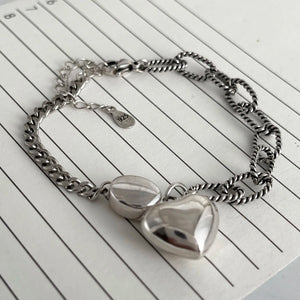 Bracelet Cœur Médaillon Sweet Links argent 925 chaîne torsadée pendentif cœur GoHappy France