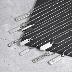 Collier Homme Acier Barre Minimaliste Géométrique Style Épuré - collier homme GoHappy