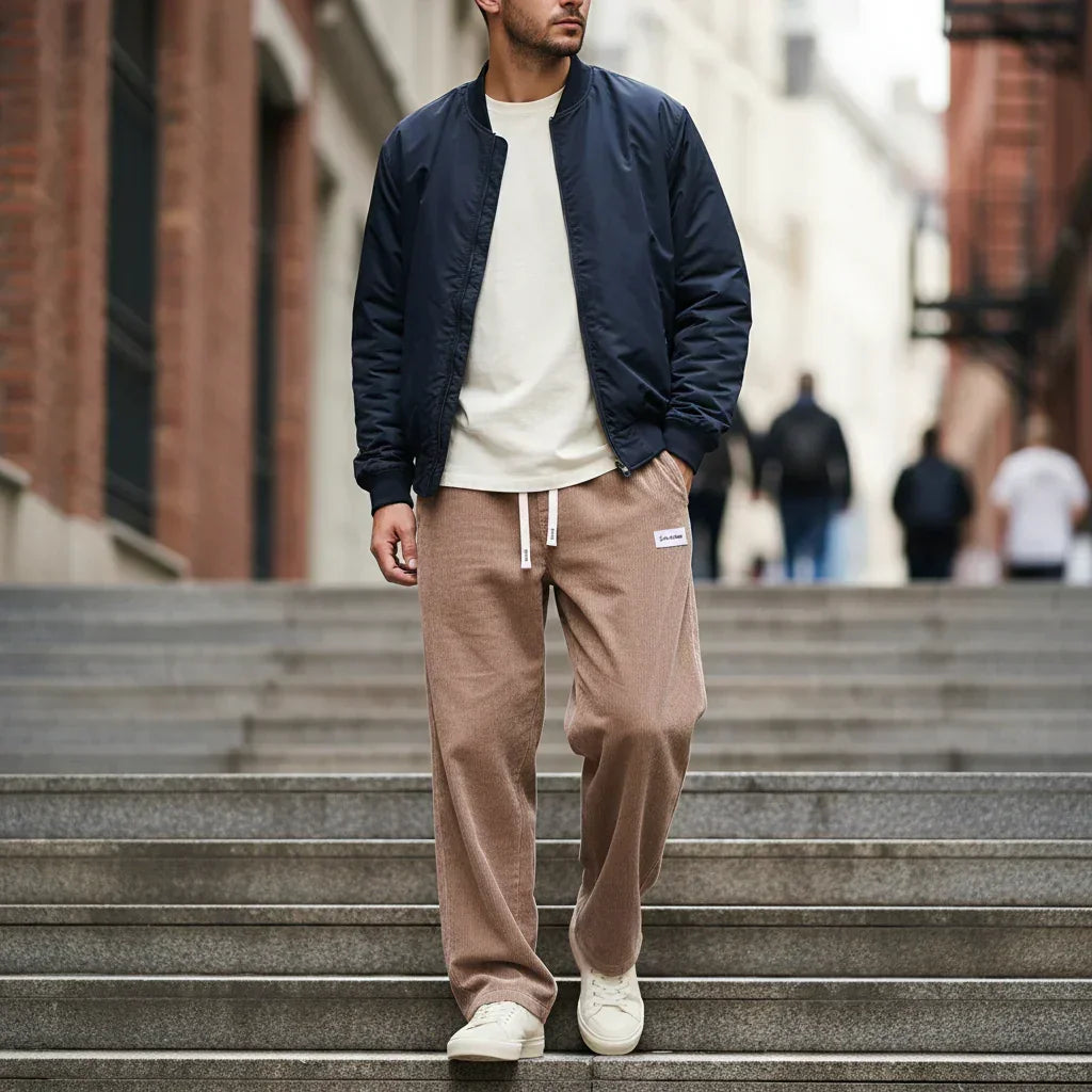 Pantalon Urban Cord Homme Velours Côtelé Coupe Large - pantalons homme GoHappy