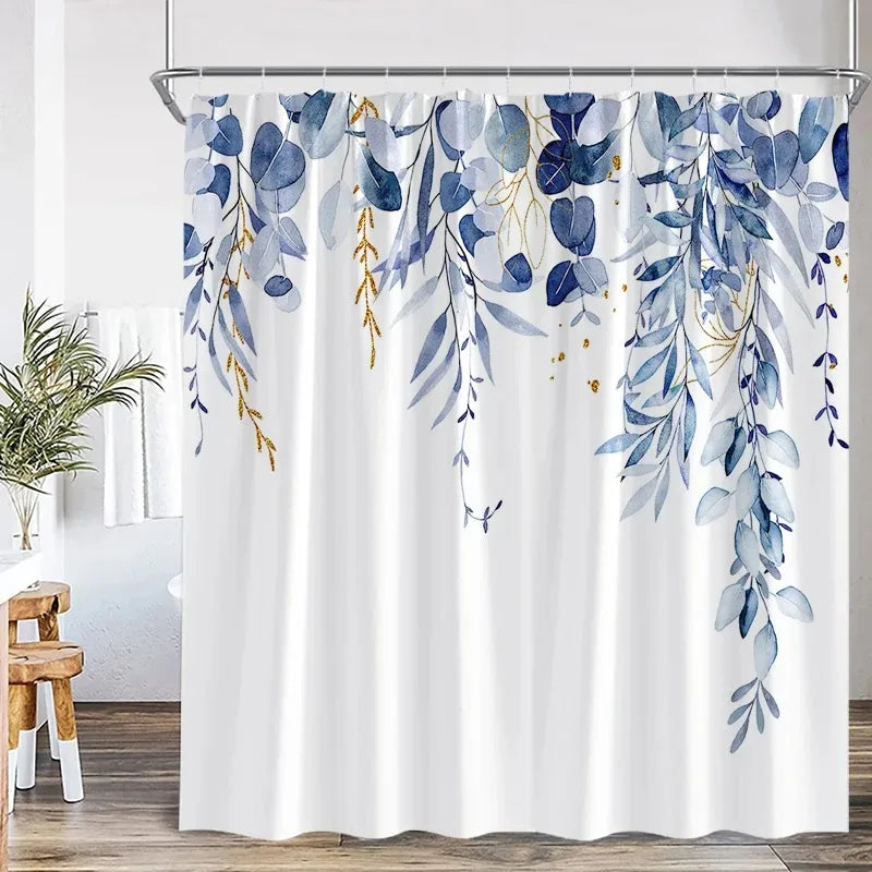 Rideau Douche Moderne Floral Polyester 11 Tailles + Crochets