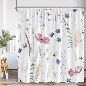 Rideau Douche Moderne Floral Polyester 11 Tailles + Crochets - rideau de douche GoHappy
