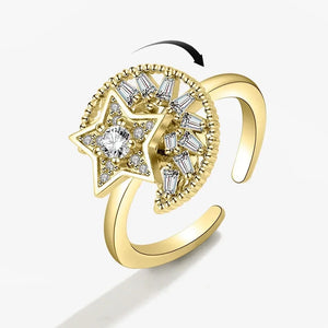 Bagues Spinner Rotatives Fleur Abeille en Cristal Argent Ajustables - bague femme GoHappy
