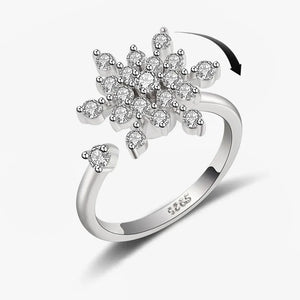 Bagues Spinner Rotatives Fleur Abeille en Cristal Argent Ajustables - bague femme GoHappy