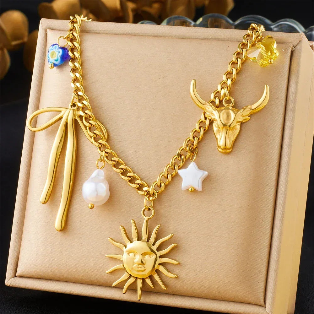 Colliers Costa Luz soleil coquillage perles dorées - colliers GoHappy