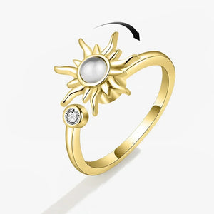 Bagues Spinner Rotatives Fleur Abeille en Cristal Argent Ajustables - bague femme GoHappy