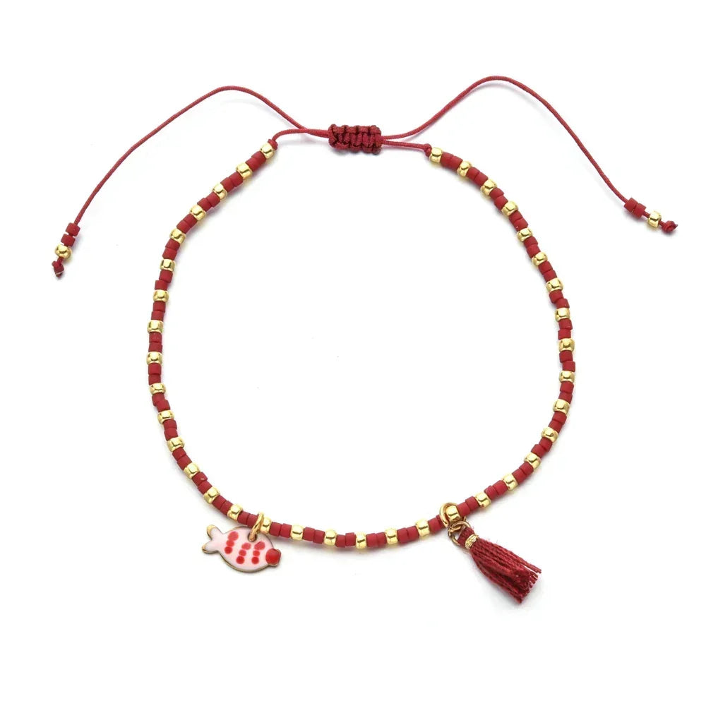 Bracelet femme boho perles Miyuki pompon coloré - bracelet perles GoHappy