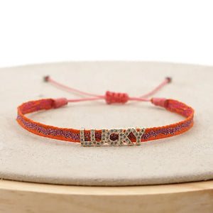 Bracelet Amitié Femme Coton Fin - Charm Cœur Strass Ajustable - bracelets femme cordon GoHappy